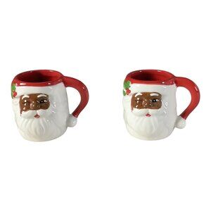 Lang Christmas Black Santa Claus Espresso Mug Set Of 2 Dishwasher Microwave Safe